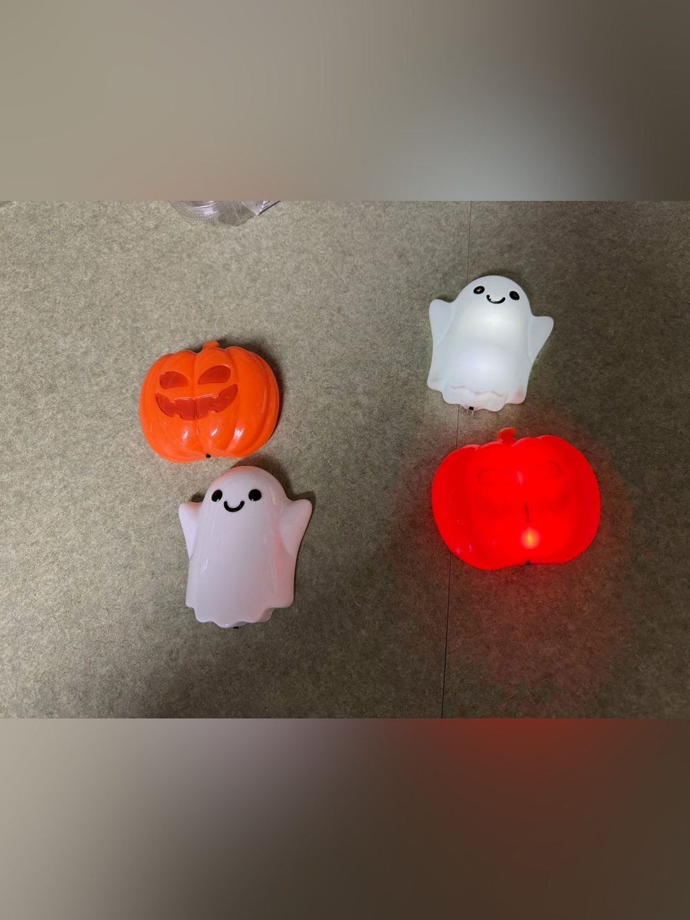 Halloween Ghost and Pumpkin Light-Up window mounts - White and Orange